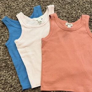 Full Tilt Girls Ribbed Tank Tops - Blue, Light Pink, Coral